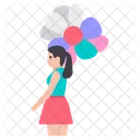 Balloon Girl Fun Activity Girl With Balloons Icon