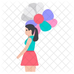 Girl With Balloons  Icon