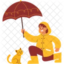 Umbrella Raincoat Feline Icon