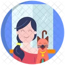 Girl With Dog Girl With Puppy Animal Love Icon
