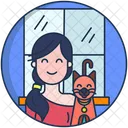 Girl With Dog  Icon