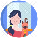 Girl With Dog Girl With Puppy Animal Love Icon