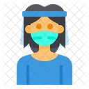 Girl With Face Shield  Icon