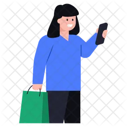 Girl with Shopping  Icon
