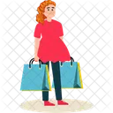 Girl With Shopping Bags Shopping Female Icon