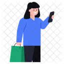 Girl With Shopping Purchase Shopping Girl Icon