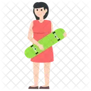Girl With Skateboard Skateboard Game Outdoor Game Icon