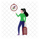 Girl With Suitcase Bag Tourism Icon