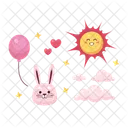 Girlish Childish Sun Smiling Dreamy Clouds Icon