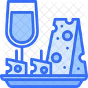 Glass Wine Cheese Plate Icon
