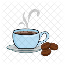 Glass coffee drink with coffee beans  Icon