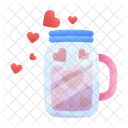 Glass Heart Jar Romantic Icon