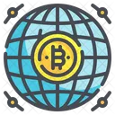 Worldwide Global Bitcoin Cryptocurrency Digital Currency Network Icon