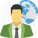 Global Businessman Employee Icon