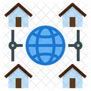 Global Cloud Work At Home Office Connection Icon