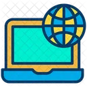 노트북 글로벌 데이터 지구본 데이터 아이콘