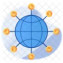 Global Network Global Connections Cloud Nodes Icon