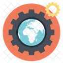 Globe Inside Gear Icon