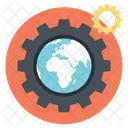 Globe Inside Gear Icon