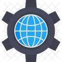 Cog Cogwheel Globe Icon