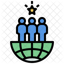 Global Teamwork Icon - Download in Colored Outline Style