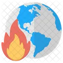 Global Warming Burning Earth Climate Change Icon