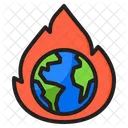 Global Warming Fire Earth Icon