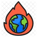 Globale Erwarmung Feuer Erde Symbol