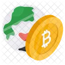 Globales Bitcoin Globale Kryptowahrung Globales Krypto Icon