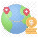 Globales Marketing Welt Dollar Icon