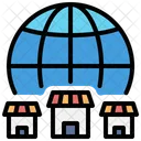 Globalization Metaverse Business Virtual World Online Store E Commerce Branch Icon