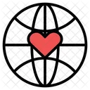 Globe Heart Love Icon