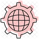 Globe In A Cogwheel Color Shadow Line Icon Icon