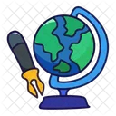Globe Pen Tools Icon