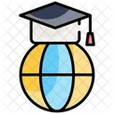 Globe And Graduation Cap Icon