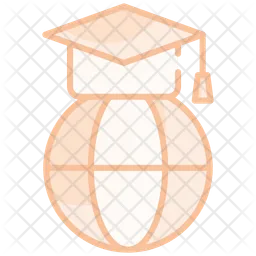 Globe and graduation cap  Icon