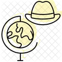 Globe And Travel Hat Color Shadow Thinline Icon Icon