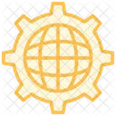 Globe In A Cogwheel Color Outline Icon Icon