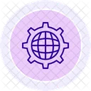 Globe In A Cogwheel Black Outline Icon Icon