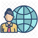 Globle Woman Global Employee Global Businessman Icon