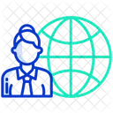 Globle Woman Global Employee Global Businessman Icon