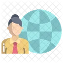 Globle Woman Global Employee Global Businessman Icon