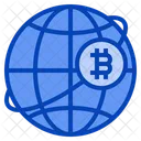 Globo Difundido Bitcoin Cripto Dinero Digital Criptomoneda Icono