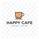 Happy Cafe Heisser Kaffee Cafe Logo Symbol