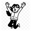 Gluckliches Madchen Geniessen Springen Symbol