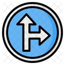 Go Straight Or Right Go Straight Or Left Direction Icon