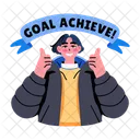 Goal Achieve Accomplishment Happy Character Icon