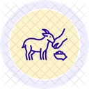 Goat Feeding Scene Cattle Branding Icon