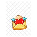 Gold envelope with heart  Icon