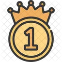 Gold Number One Crown Coin Gold Coin Crown Coin Icône